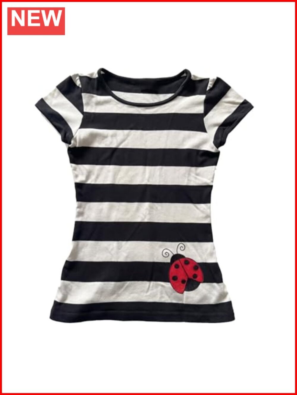 Y2K Stripe Graphic Tee Grunge Cutecore Alt Shirt Slim Fit Women's Top